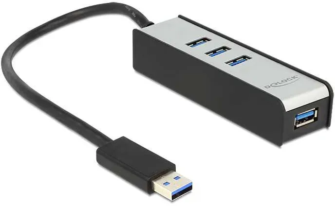 Delock USB-Hub 3.0, 4-Port, Aluline, Plug&Play USB-Hub