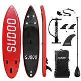 SUDOO Aufblasbare Stand Up Paddle Board 300x76x15cm Aufblasbares SUP Board für Stand-Up Paddling Mit Board, Verstellbare Paddel, Pumpe, Rucksack, Leine, 3 Finnen, Rutschfestes Deckpad, Reperaturset