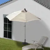 Alu-Sonnenschirm halbrund Parla, Balkonschirm 270cm creme mit Ständer