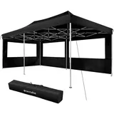 Tectake Faltpavillon 3 x 6 m inkl. 2 Seitenteile schwarz