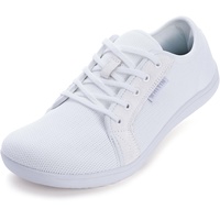 WHITIN Barfußschuhe Damen Barfuss Schuhe Barfussschuhe Breite Barfuß Sneaker Knit Barefoot Shoes Minimalschuhe Zehenschuhe Hallenschuhe rutschfest Weiß 41 EU - 41 EU Weit