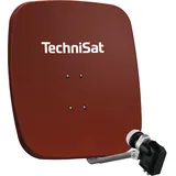 TechniSat SATMAN 65 PLUS - Satellitenschüssel für 2 Teilnehmer (65 cm Sat Spiegel mit Masthalterung und 40mm Universal-Twin-LNB) rot