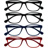 Die Lesebrille Unternehmen Schwarz Marineblau Rot Leicht Leser Wert 4er-Pack Herren Damen Federscharniere RRRR27-113Z +1,00
