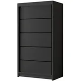 silape Sofnet Schwebetürenschrank, Schwarz, Holzwerkstoff, Rechteckig, 100x200x58 cm, Schlafzimmer, Kleiderschränke, Schwebetürenschränke