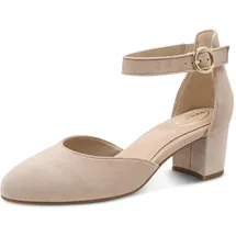 TAMARIS Comfort Damen Pumps mit Riemen aus Leder Elegant, Beige (Beige), 39 EU