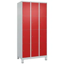 C+P Fächerschrank ""Classic Plus"", 4 Fächer übereinander, Abteilbreite 30 cm, mit Füßen, Feuerrot (RAL 3000), 195x90x50 cm/ 12 Fächer