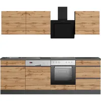kochstation Winkelküche KS-Riesa L-Form 340 cm grau