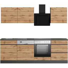 kochstation Winkelküche KS-Riesa L-Form 340 cm grau