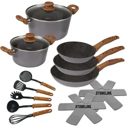 STONELINE® Back to Nature Kochgeschirr-Set, 14-teilig, mit Deckeln, Töpfe & Pfannen Induktion geeignet