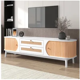 stilvora TV-Lowboard 170x46x39,5 cm Weiß MDF/Spanplatte/Massivholz