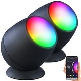 Luminea Home Control 2er-Set WLAN-Stimmungsleuchten, RGB-CCT-LEDs, 210lm, 2,2W, USB,schwarz