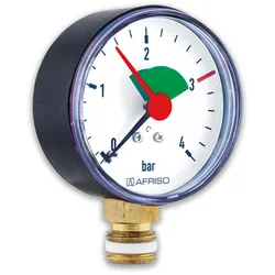 Rohrfeder-Manometer für Heizung/Sanitär - Radial, verschiedene Ausführungen (Ausführung: Ø80 mm. 1/2''. 3bar Markierung)