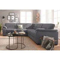 Ecksofa SIT & MORE "Montego L-Form" Sofas Gr. B/H/T: 256cm x 88cm x 227cm, Luxus-Microfaser, langer Schenkel rechts, mit Bettfunktion-mit Schubkasten, grau wahlweise mit Bettfunktion und Schubkasten