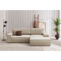 Home Affaire Ecksofa HOME AFFAIRE SHERWOOD Schlafsofa 267 cm, L-Form" Sofas Gr. B/H/T: 267 cm x 85 cm x 167 cm, Samtvelours, Recamiere rechts, beige (cream) Ecksofas Bestseller