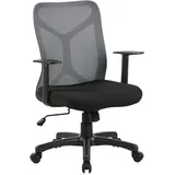 byLiving Chefsessel Bone/Kunststoff schwarz/Mesh grau-schwarz/Wippmechanik/Bürostuhl/Höhenverstellung/gebremste Sicherheitsdoppelrollen/B 61,5, H 91-98,5, T 51,5 cm