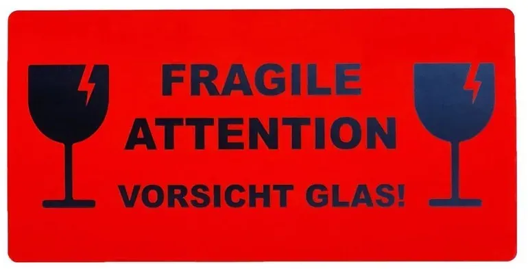 50 Hinweisetiketten "Fragile Attention Vorsicht Glas"