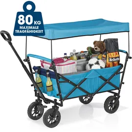 EasyMaxx Bollerwagen faltbar blau/türkis mit Dach