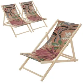 ECD Germany Sonnenliege 3er Set 120 x 60 x 30 cm Braun-Rot-Grün