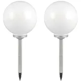 ETC Shop 2er Set Solarkugel Erdspieß, weiß silber, H 70 cm,