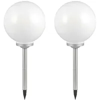 ETC Shop 2er Set Solarkugel Erdspieß, weiß silber, H 70 cm,