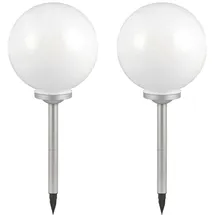 ETC Shop 2er Set Solarkugel Erdspieß, weiß silber, H 70 cm,