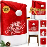 Kesser Premium Weihnachtsstuhlüberzug Set Stuhlhussen für Weihnachten Nikolausmütze Stuhlbezug Husse Weihnachtsdeko für Stühle Überzieher - Stuhlabdeckung im weihnachtlichen Design