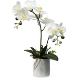 Künstliche Orchidee, weiße Orchideen künstliche Blumen im Topf, 17 hohe falsche Orchidee, lebhafte Orchideenblumenarrangement, Kunst Orchideen Pflanzen für Wohnhäuser Büro Hochzeit Hochzeit