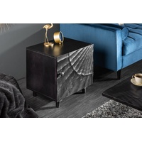 Riess Ambiente Massiver Nachttisch SCORPION 50cm schwarz Mangoholz Beistelltisch mit 3D Schnitzereien