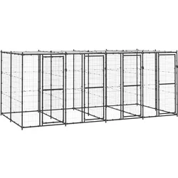 Outdoor-Hundezwinger Stahl mit Überdachung 9,68 m2