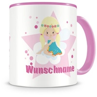 Samunshi® Kindertasse mit Namen Tasse süße Fee Personalisierte Tasse mit Namen Kinder Kinderbecher mit Namen Kindergarten rosa 300ml