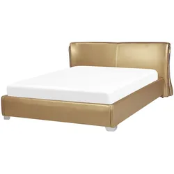 Bett mit Lattenrost Echtleder PARIS 160 x 200 cm Gold