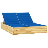 Doppelliege Gartenliege Sonnenliege Holzliege Mit Auflagen Royalblau Kiefernholz