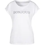 VIVANCE T-Shirt mit Frontdruck "Bonjour" Weiß 40/42