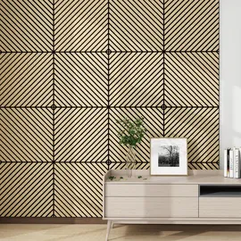 [neu.holz] Akustik-Wandpaneel Vang hell beige 12 St. 60 x 60 cm