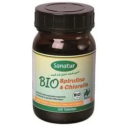 Bio Spirulina & Chlorella Tabletten, BIO Sanatur 500 Stück