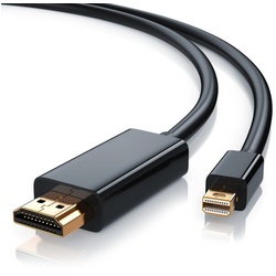 CSL Audio- & Video-Kabel, Mini DisplayPort, HDMI, Mini DisplayPort Stecker, HDMI Typ A Stecker (100 cm), Premium Full HD Mini DisplayPort auf HDMI Kabel - 1m schwarz