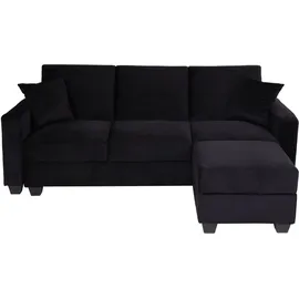 MCW Sofa mit Ottomane, Couch Sofa Gästebett, Schlaffunktion Stauraum 217x145cm ~ Bettsofa, H47