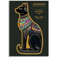 ANIWOOD J6108M - Animal Wood Puzzle, Blackbox Egyptian Cat M, Ägyptische Katze, Holz-Puzzle, 150 Teile