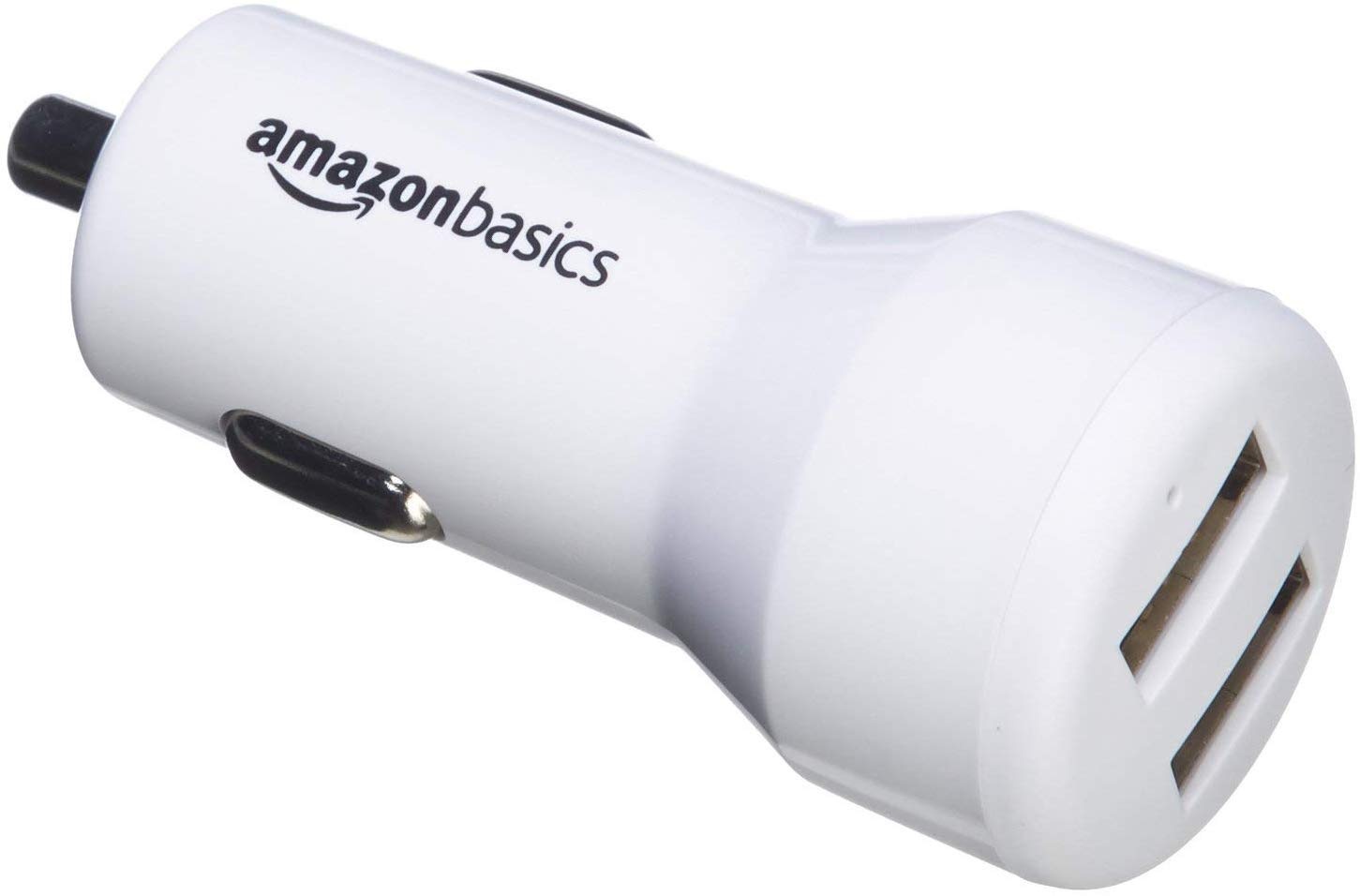 Amazon Basics - Kfz-Ladegerät für Apple- & Android-Geräte, USB-Anschluss: 2 Eingänge, 4,8 Ampere / 24 W, Weiß