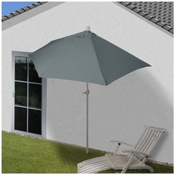 Sonnenschirm halbrund Lorca, Halbschirm Balkonschirm, UV 50+ Polyester/Alu 3kg ~ 270cm anthrazit ohne Ständer
