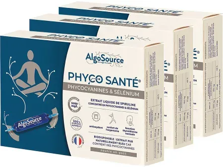Pack Van 3 Algosource Phyco Santé Spirulysat Natürliches Bioaktives Nutraceutikum Ampullen 20x10ml