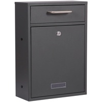 Wiltec Briefkasten anthrazit V52 Postkasten mit Namensschildfenster und 2