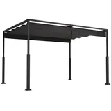 FIVMEN Pergola Gartenpavillon mit Schiebedach Terrassendachung aus Metall schwarz 400 cm x 245 cm