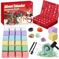 Adventskalender 2024 Kinder, Edelstein Dig Kit Adventskalender - Dig Up 24 Echte Edelsteine, Rokcs und Kristalle, Gem Digging Kit, Geschenk für Mädchen und Jungen, Kristall Adventskalender 2024 für