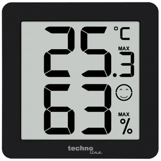 Technoline techno line 3er Set WS9425 schwarz, Thermometer, Hygrometer, extra klein, Magnethalterung, 3 x WS9425 in einer Verpackung