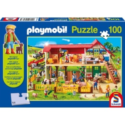 Schmidt Spiele GmbH Puzzle 100 Teile Kinder Puzzle Playmobil Bauernhof mit Figur 56163, 100 Puzzleteile