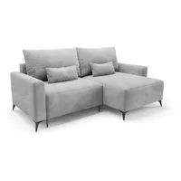 Deine Möbel 24 Wohnlandschaft LOCA L 239 cm breit Ecksofa Sofa Wohnzimmer L-Couch Cord Samt, Beige Creme Grau Hellgrau Anthrazit Schwarz 2 Teile, mit Schlaffunktion Bettfunktion grau|silberfarben