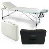 Vendomnia Mobile Massageliege Massagetisch Massagebank 2 3 Zonen klappbar Tasche Holz Alu - Weiss