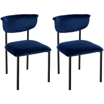 CLP 2er Set Esszimmerstuhl Gambell Samt, Dunkelblau, Textil, 52x78x53 cm, Esszimmer, Stühle, Esszimmerstühle, Vierfußstühle