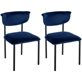 CLP 2er Set Esszimmerstuhl Gambell Samt, Dunkelblau, Textil, 52x78x53 cm, Esszimmer, Stühle, Esszimmerstühle, Vierfußstühle